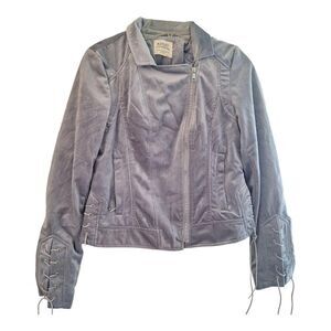 Gray Velvet Moto Jacket NWT Ashley Outerwear size M Juniors